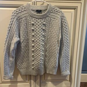 J. Crew women’s Light Gray Cable Knit Sweater